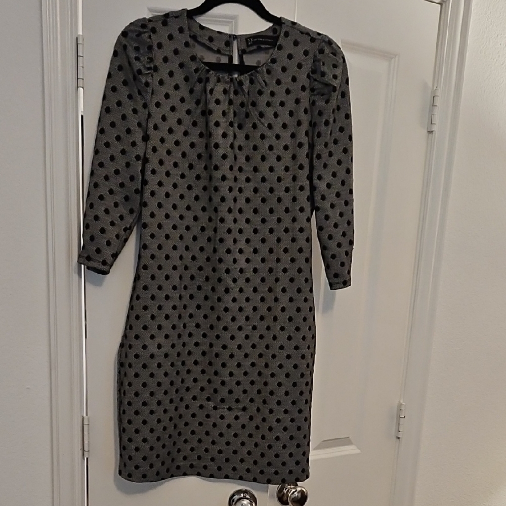 New York & Company Black Sheath Dress with Puff Sleeves